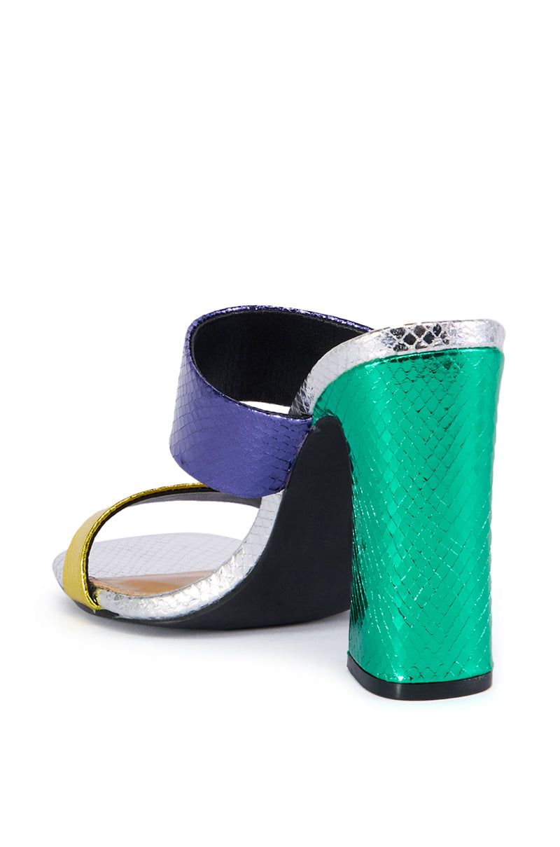 CORA MULTI METALLIC SNAKE SKIN SANDAL