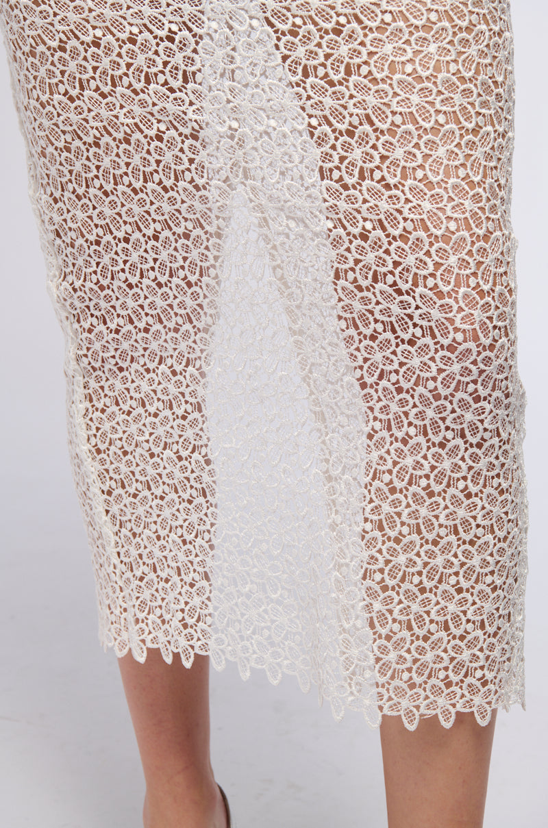 COVER ME IN FLOWERS LACE MAXI SKIRT