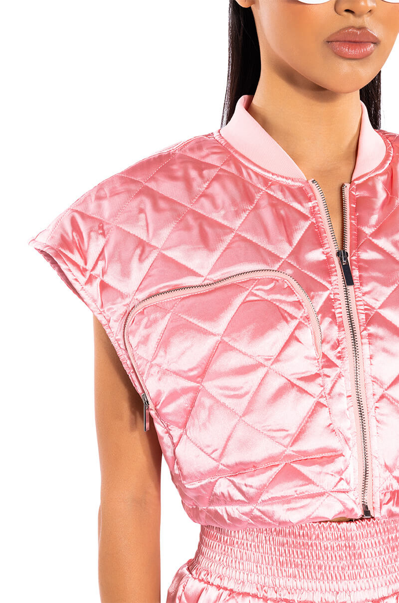 ARYA QUILTED SATIN VEST