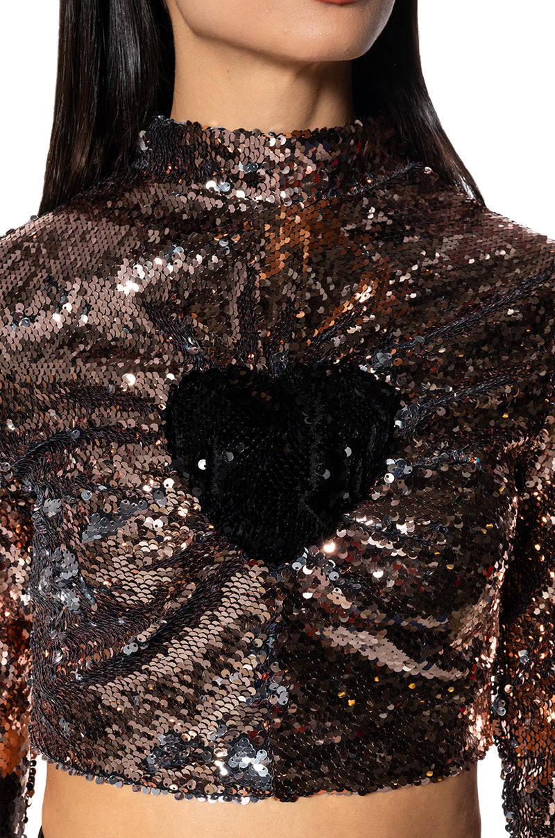 CROSS MY HEART ALL OVER SEQUIN TOP