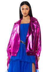 PRINCE METALLIC EMBROIDERED MOTO JACKET