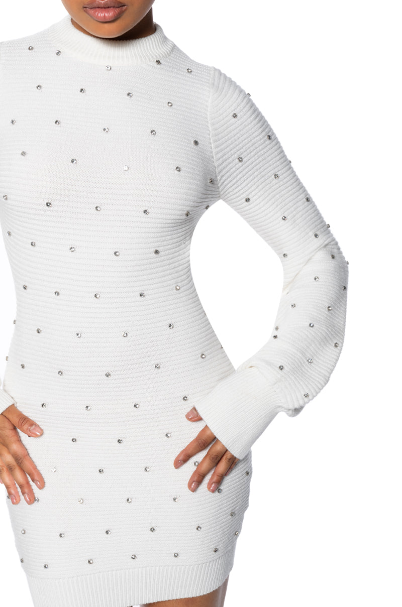 DAY TO NIGHT EMBELLISHED KNIT DRESS