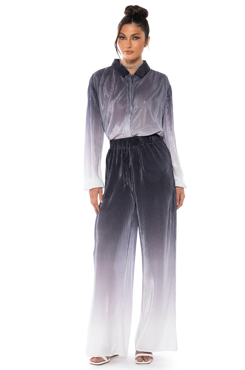 DAY TO NIGHT PLEATED SATIN WIDE LEG PANTS