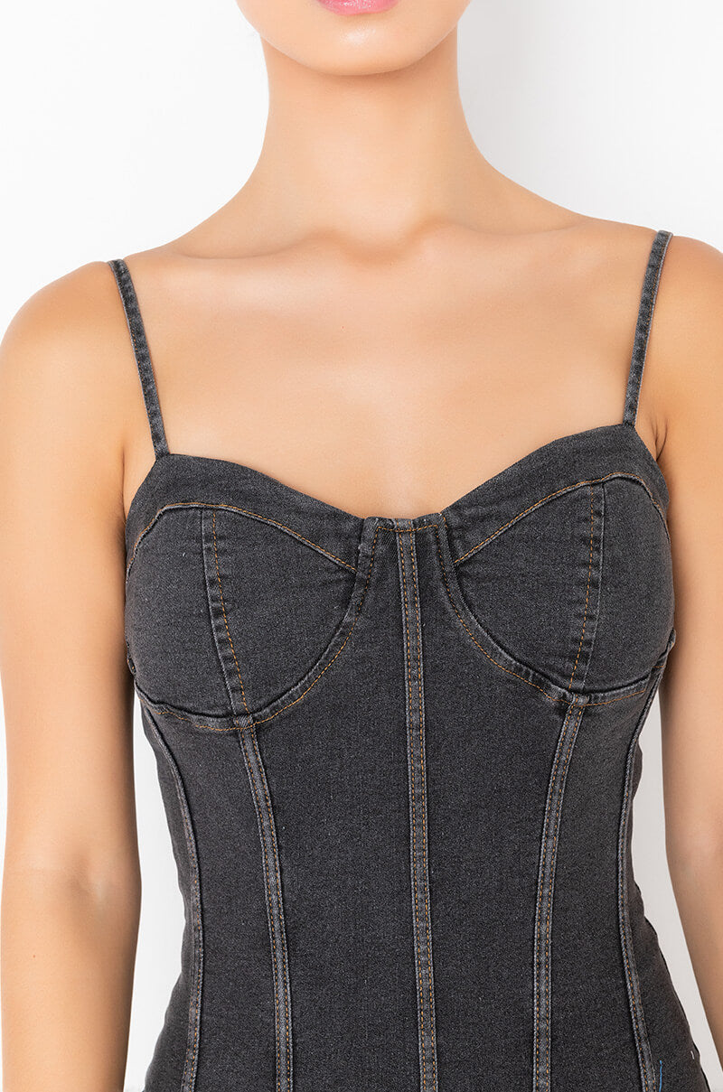 DAY TRIP DENIM MINI TUBE DRESS