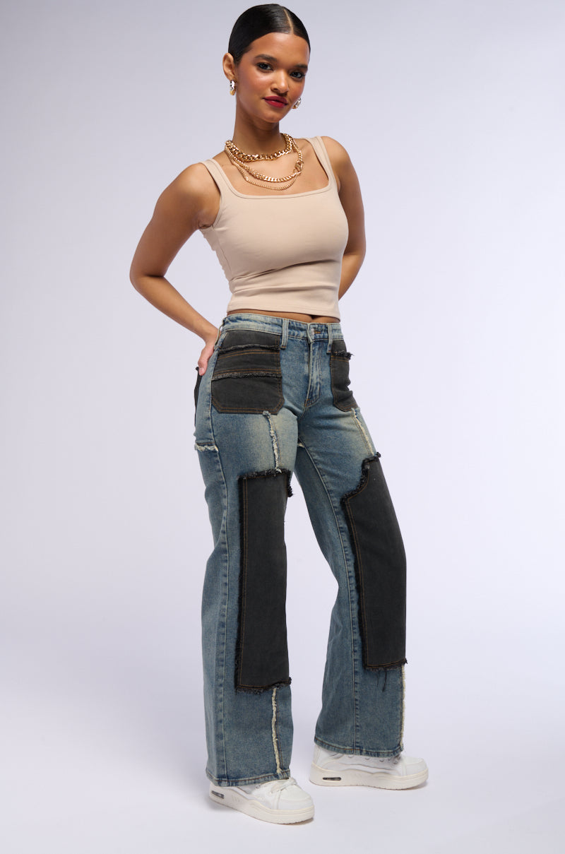DEEP IN THE BOTTOM DISTRESSED DENIM PANT