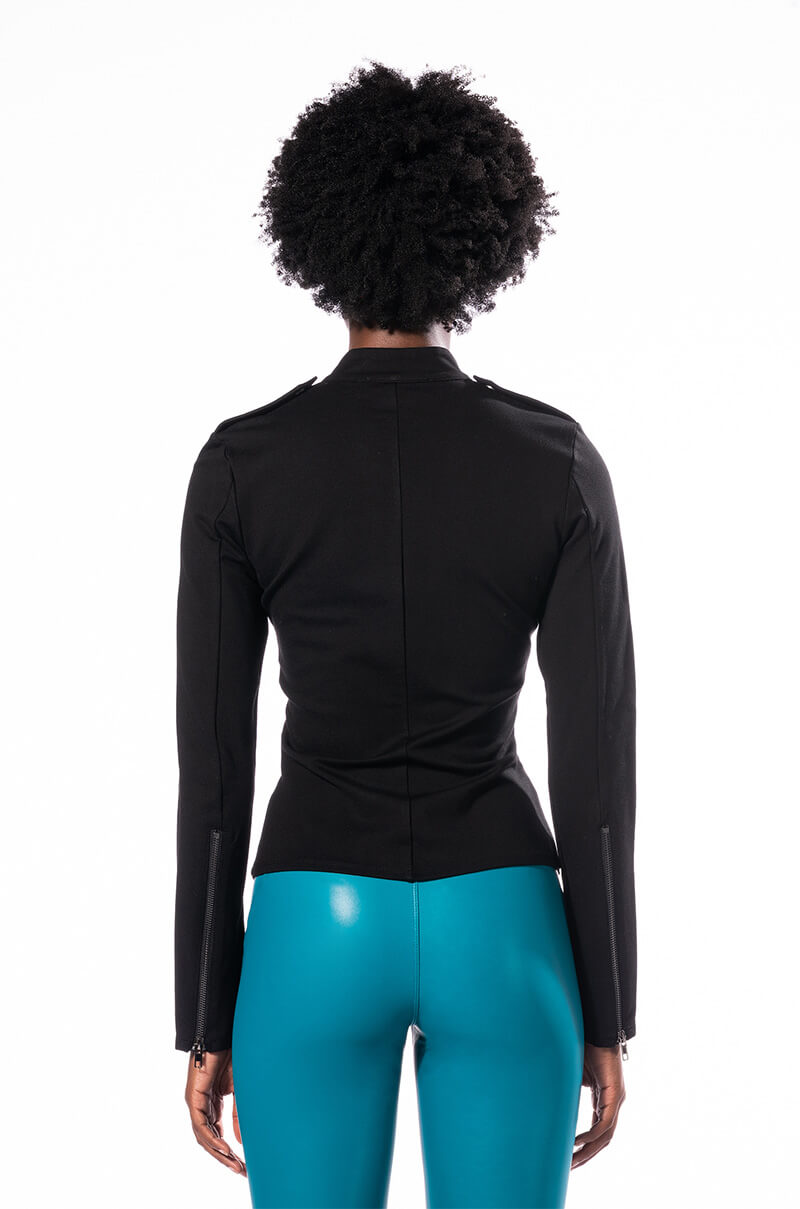 DEJA VU ZIPPER DETAIL LONG SLEEVE TOP