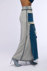 DENIM DREAMS ZIPPER DETAIL MAXI SKIRT