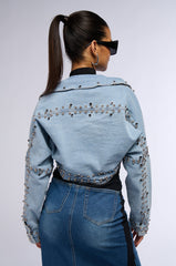 DENIM STUD BOLERO JACKET