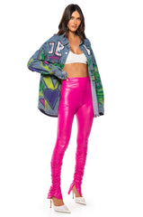 DIAMOND 2-POCKET PU RUCHED PANT