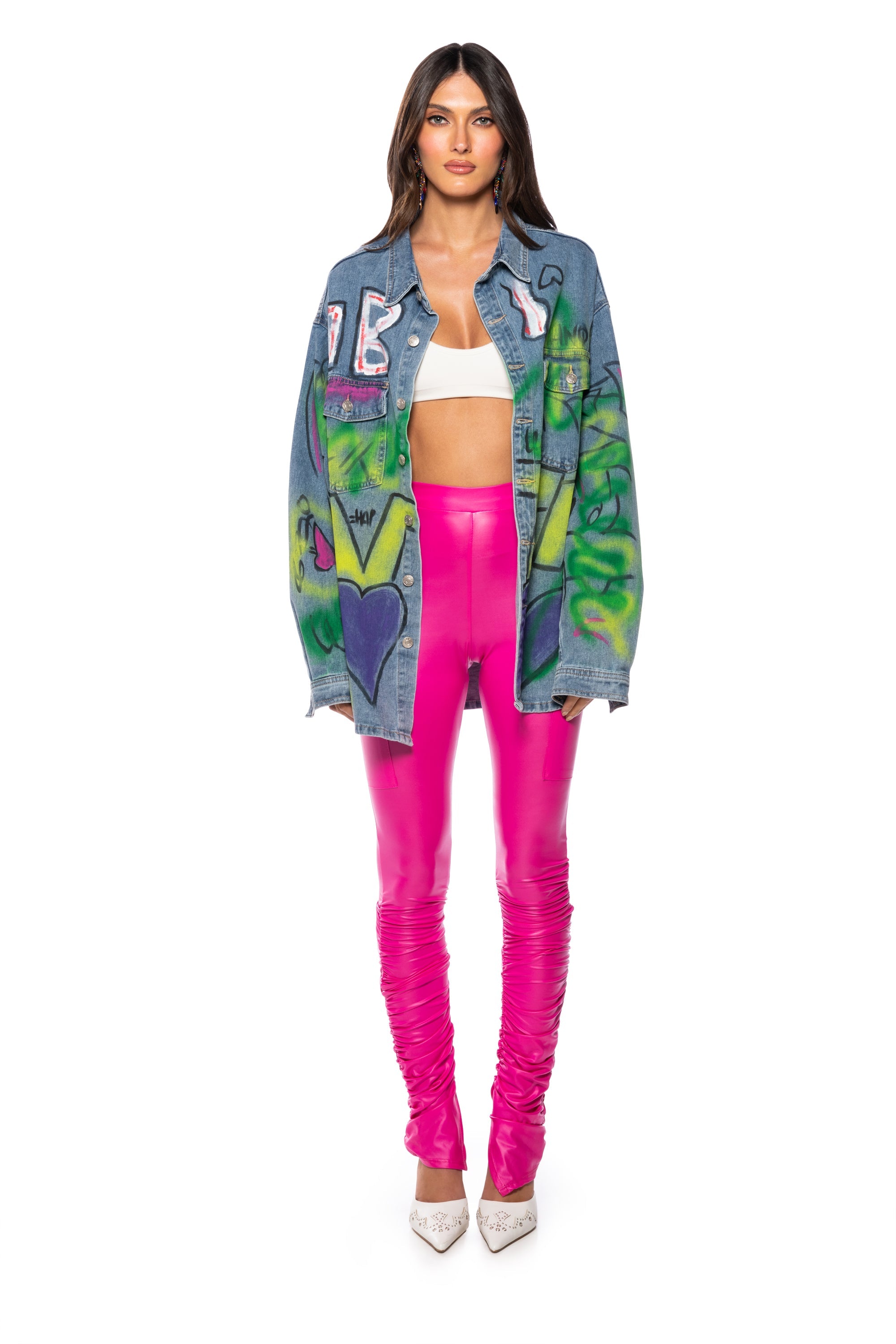 DIAMOND 2-POCKET PU RUCHED PANT