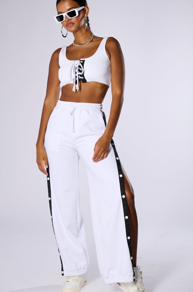 DIDN'T THEY TELL YOU WIDE LEG BREAK AWAY SWEAT PANT