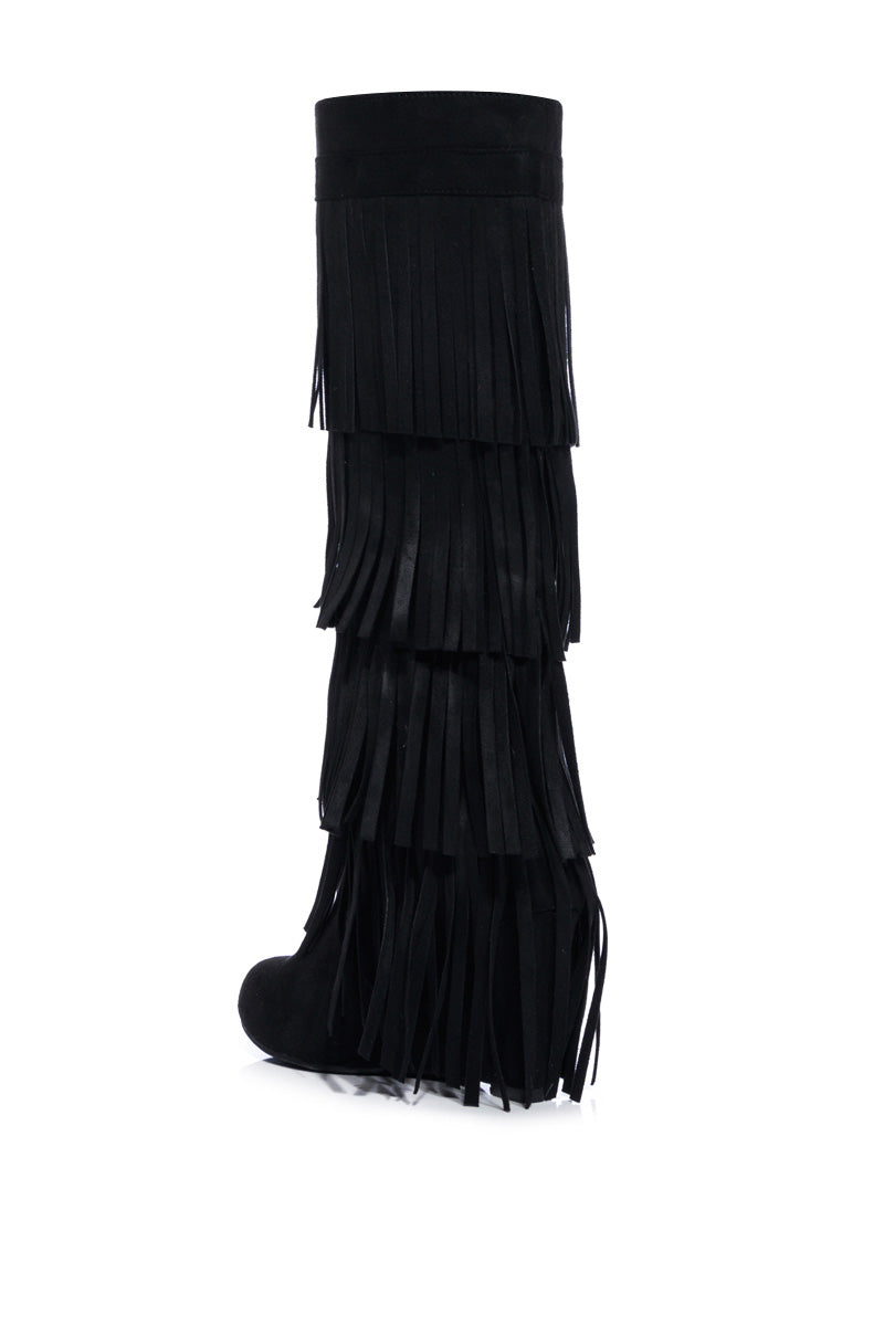 DIXIE FRINGE FOLD OVER BOOT IN BLACK