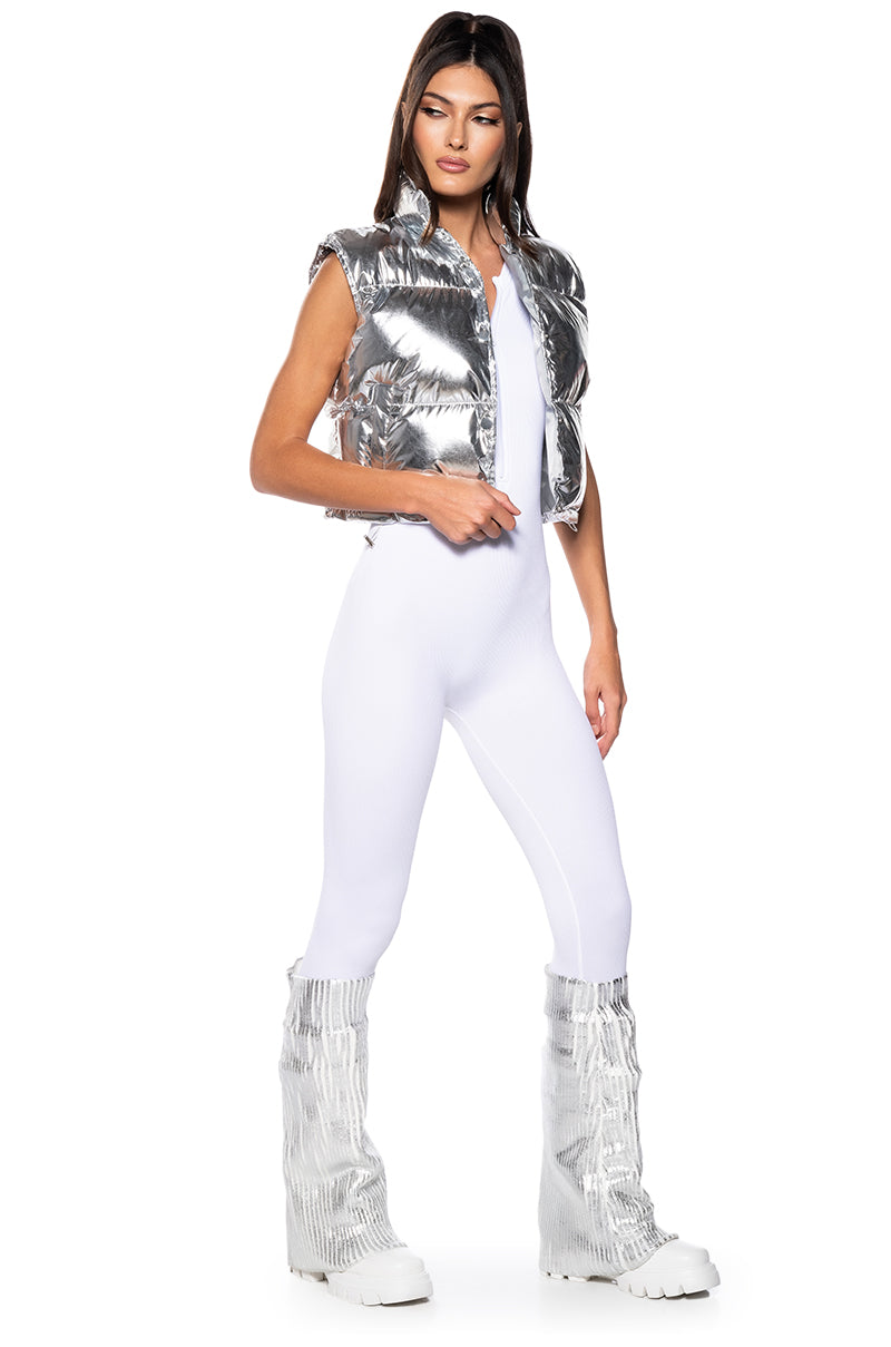 SILVER METALLIC PUFFER VEST