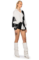 DON'T MIND ME BUTTON DOWN POPLIN BLOUSE