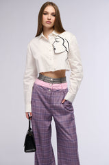 DONT STOP JUST YET BUTTON DOWN BLOUSE