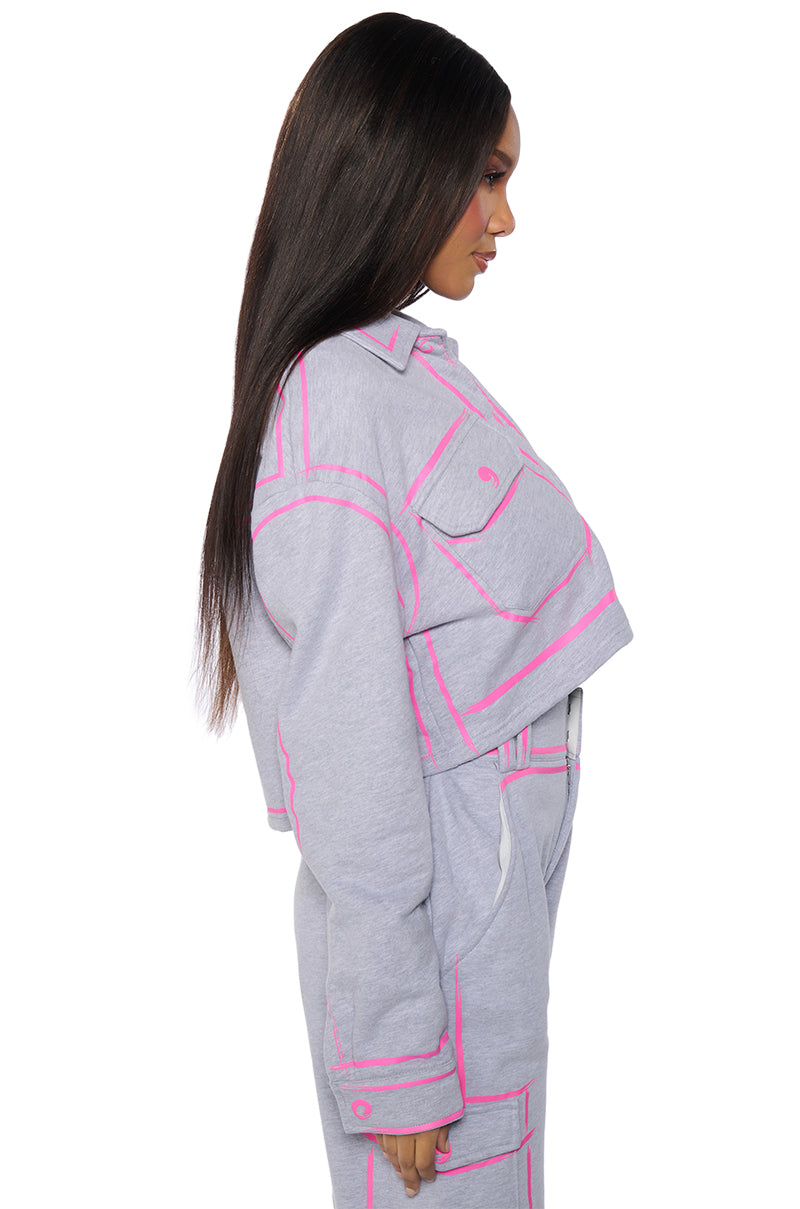 DRAWN IN BUTTON DOWN CROPPED COLLARED KNIT SHIRT