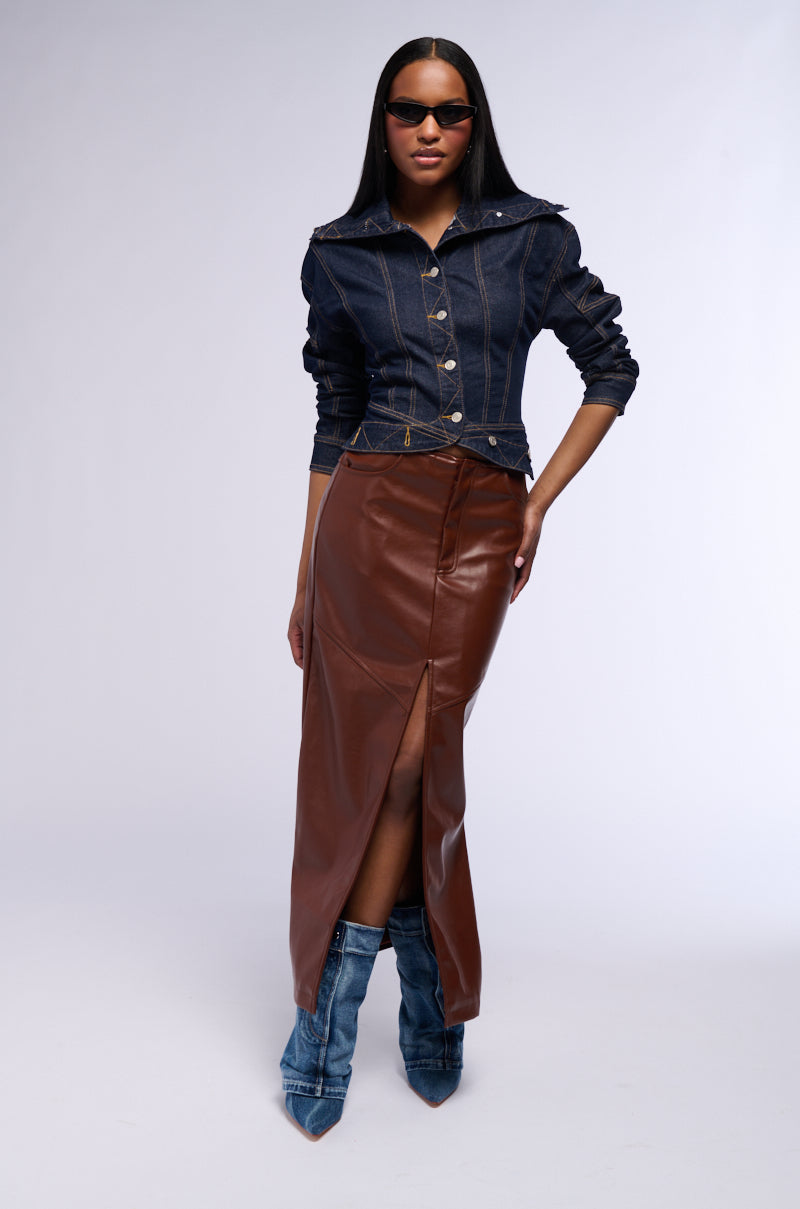 EARNED IT FAUX LEATHER MAXI SKIRT
