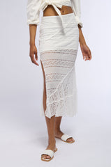 EMELIA LACE TRIM TIERED MIDI SKIRT