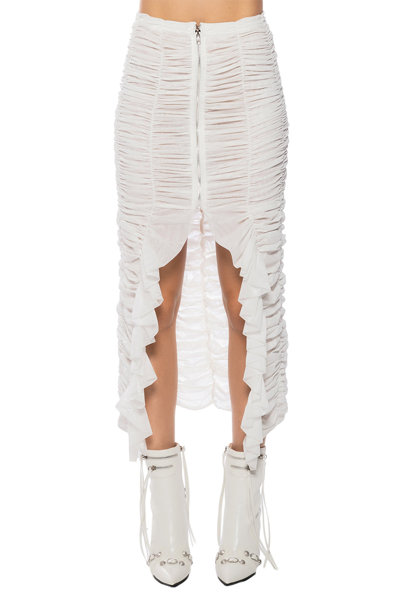 ENCORE SCRUNCHED SLIT MAXI SKIRT