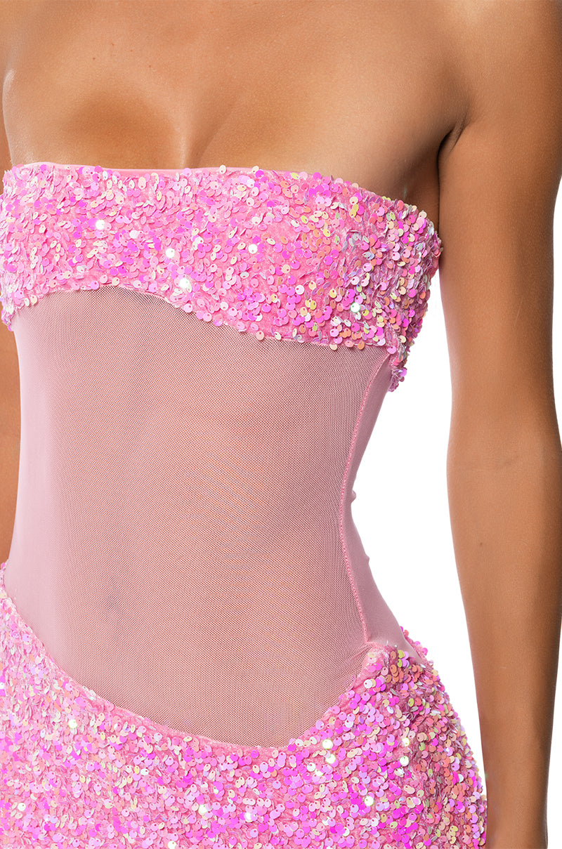 ENJOY THE VIEW MESH PANEL DRESS