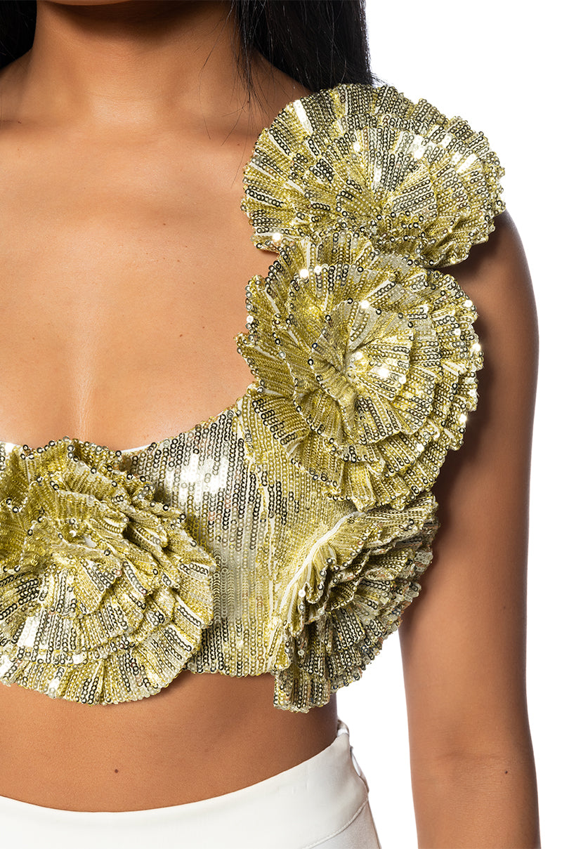 EVERY ROSE SEQUIN CROP TOP