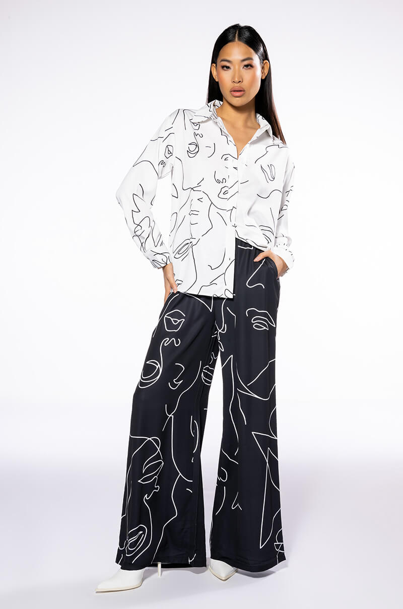 FACES BUTTON DOWN BLOUSE