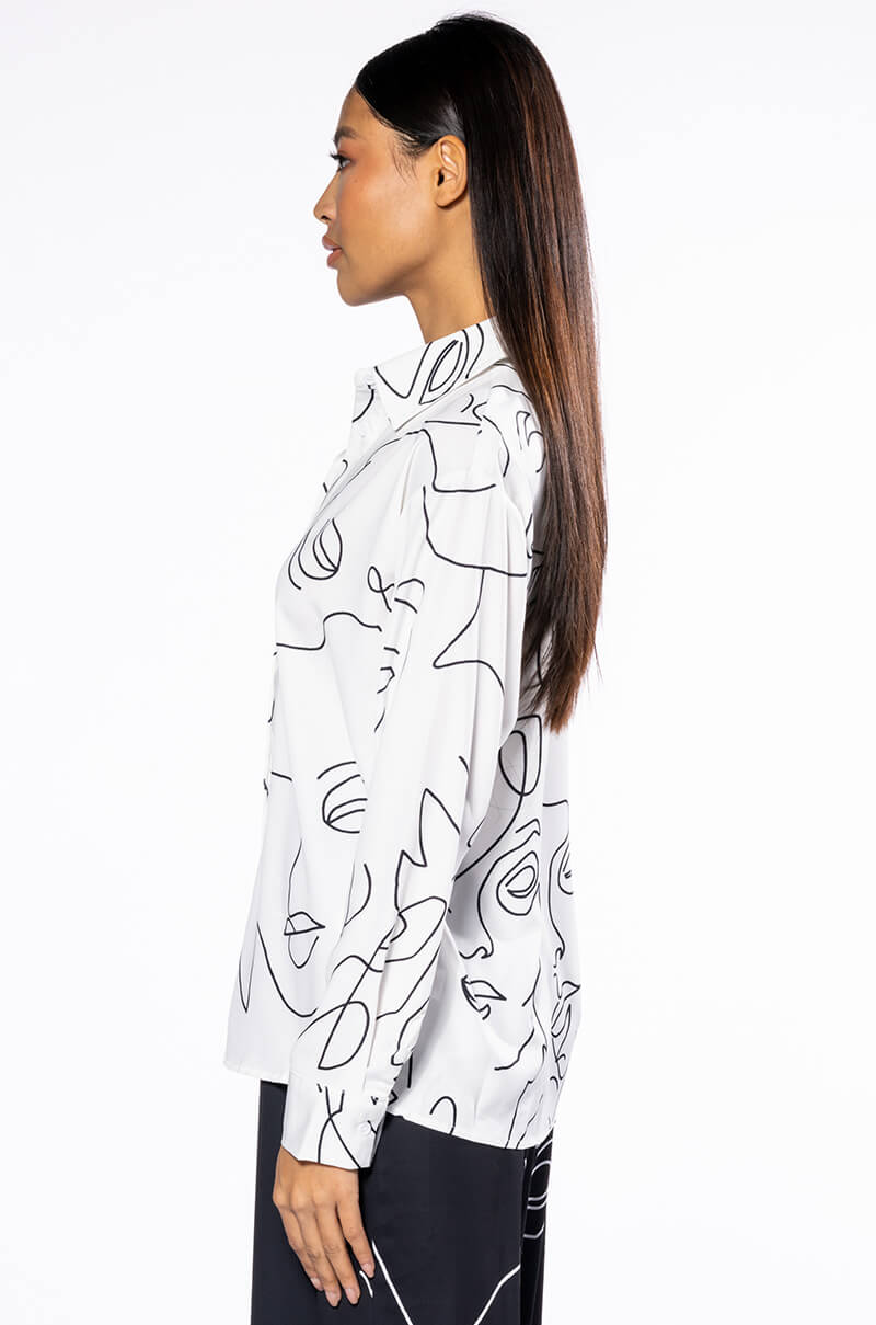 FACES BUTTON DOWN BLOUSE