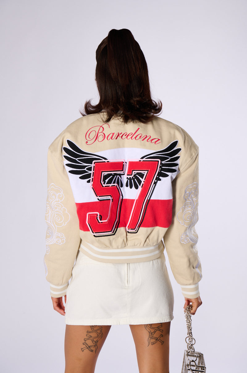 FAST LANE EMBROIDERED BOMBER