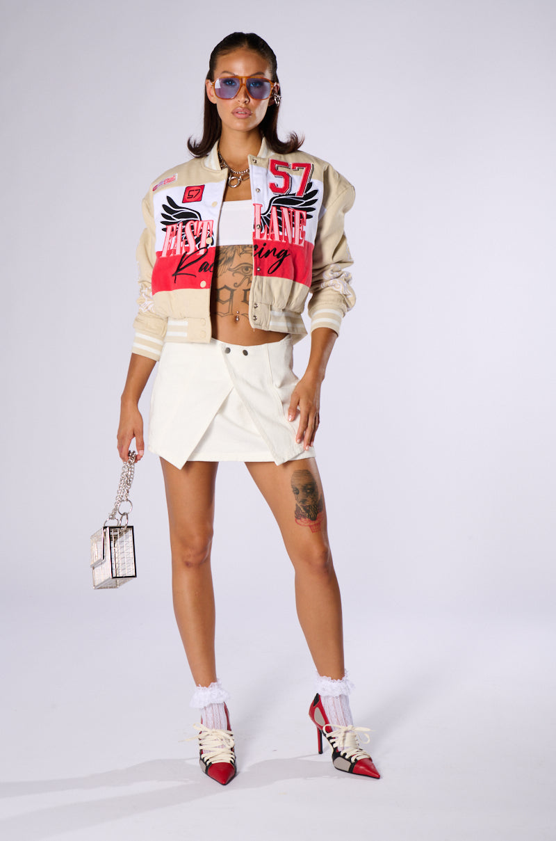 FAST LANE EMBROIDERED BOMBER