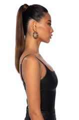 ULTRA STRETCH FAUX LEATHER SQUARE NECK BODYSUIT IN BLACK