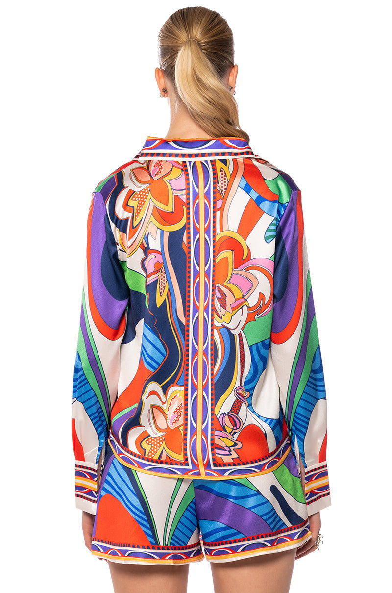 FEELING OTHERWORLDLY PRINTED TOP AND SKIRT SET