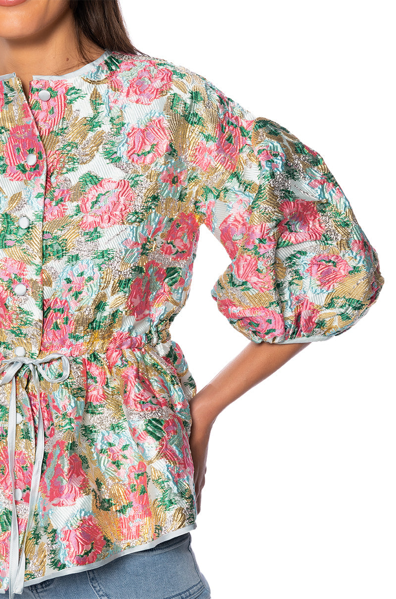 FIELD OF ROSES BROCADE BLOUSE