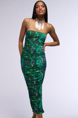 FIELDS OF GREEN MESH MIDI DRESS
