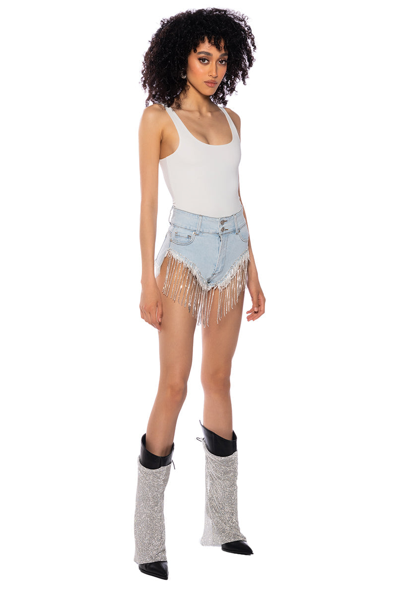 FIESTA RHINESTONE DENIM SHORTS