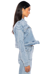 MOTO DENIM FITTED JACKET