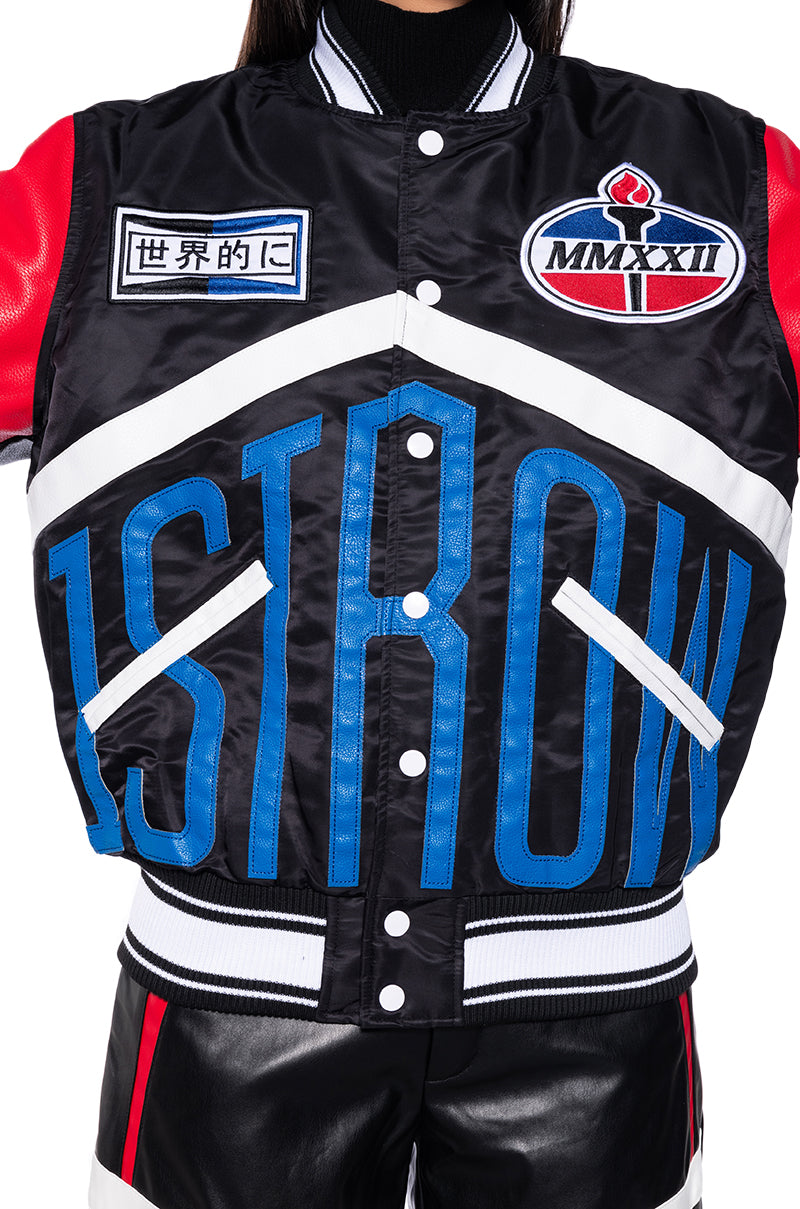 FIRST ROW OVERSIZED LEATHER BOMBER