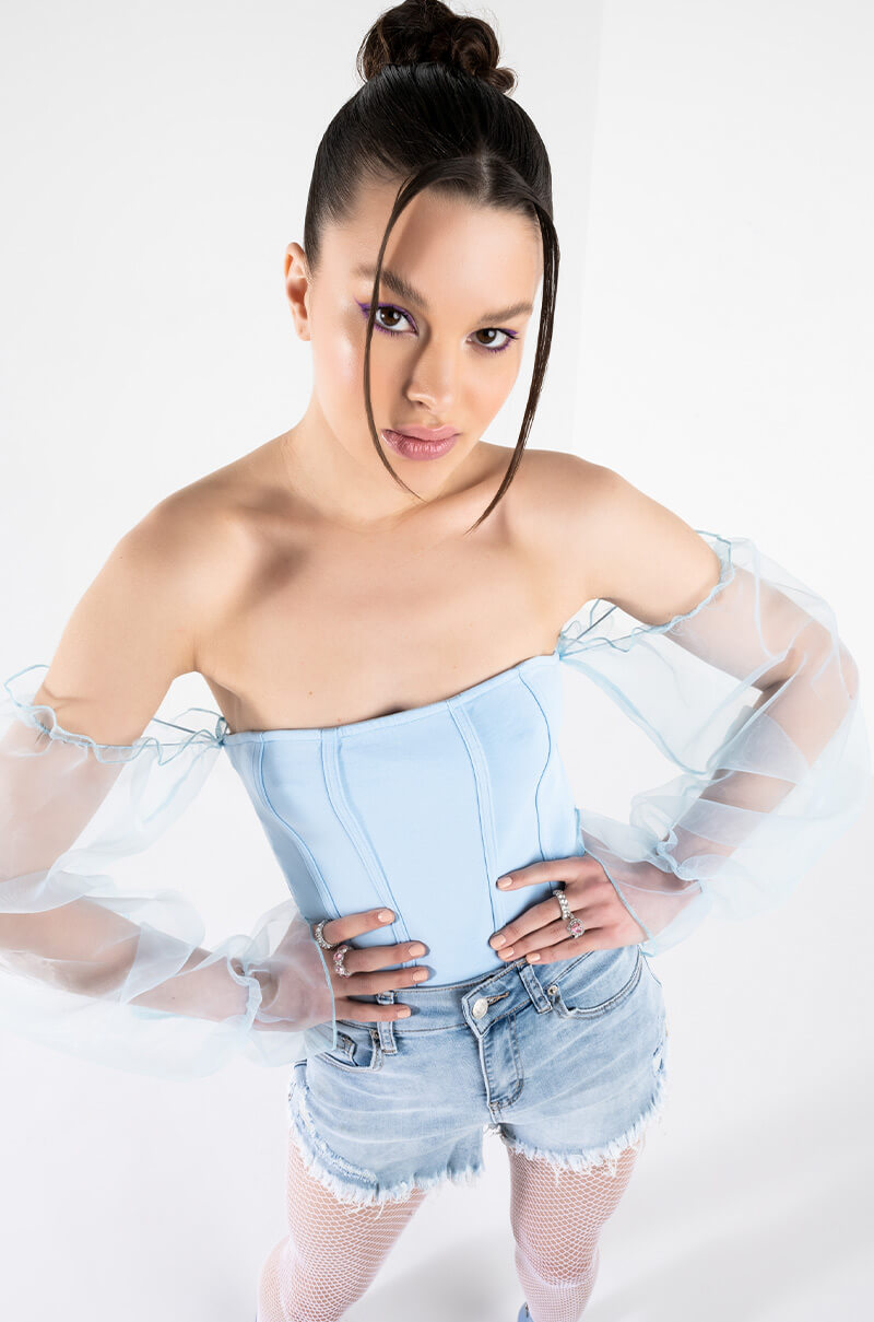 FLEX-FIT HIGH WAISTED SUPER STRETCHY LIGHT BLUE DENIM SHORTS