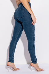 FLEX-FIT EXTREME STRETCH HIGH WAISTED DISTRESSED SKINNY JEANS