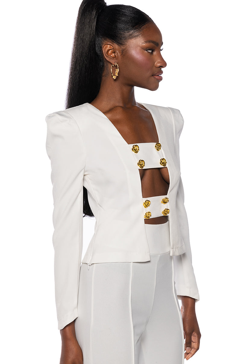 FLORENCE STRUCTURED BLOUSE IN WHITE