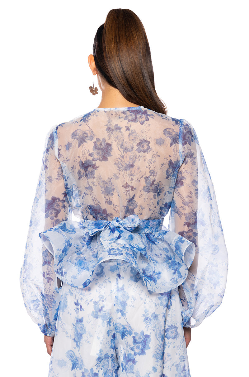 GARDENIA CHIFFON TIE FRONT BLOUSE