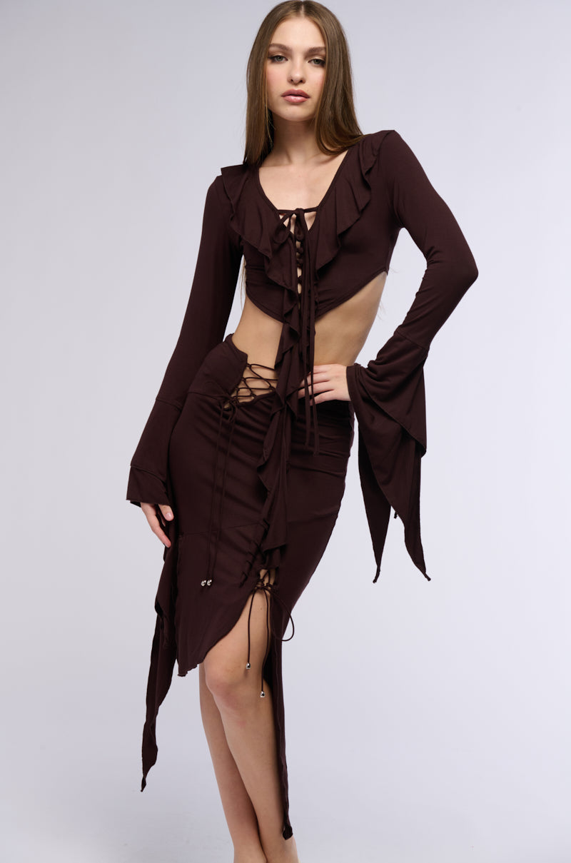 GEMMA RUFFLED MIDI SKIRT