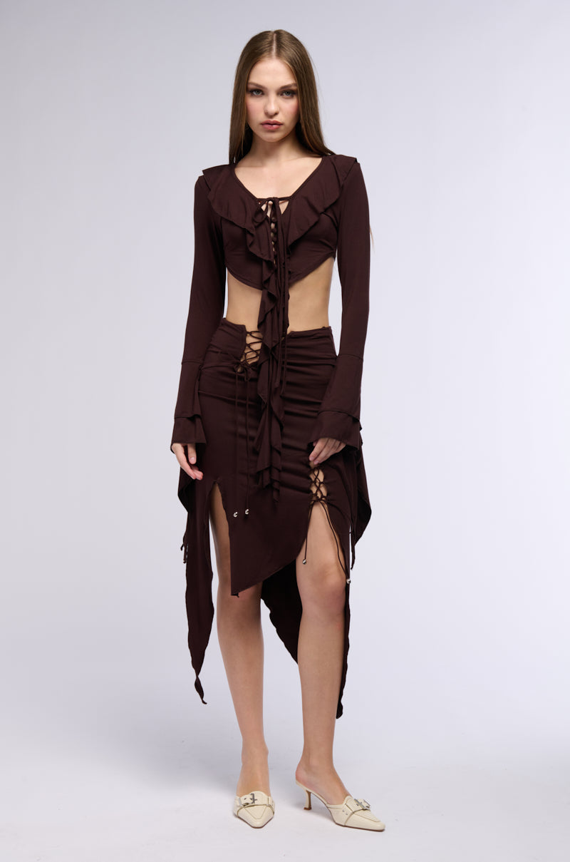 GEMMA RUFFLED MIDI SKIRT