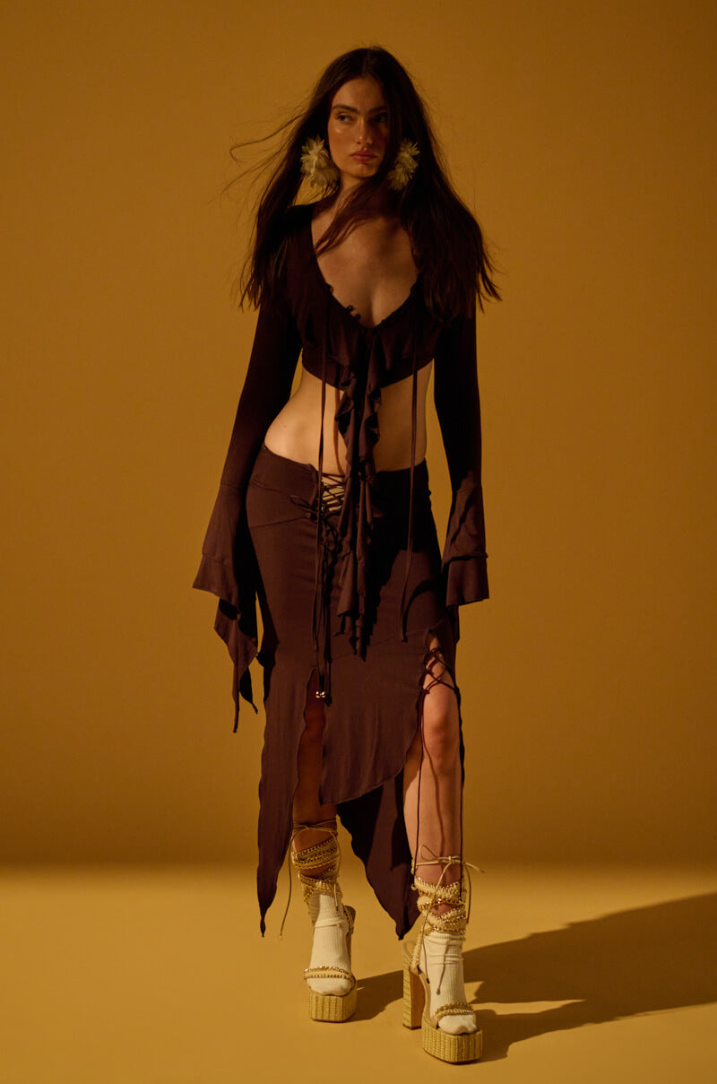 GEMMA RUFFLED MIDI SKIRT