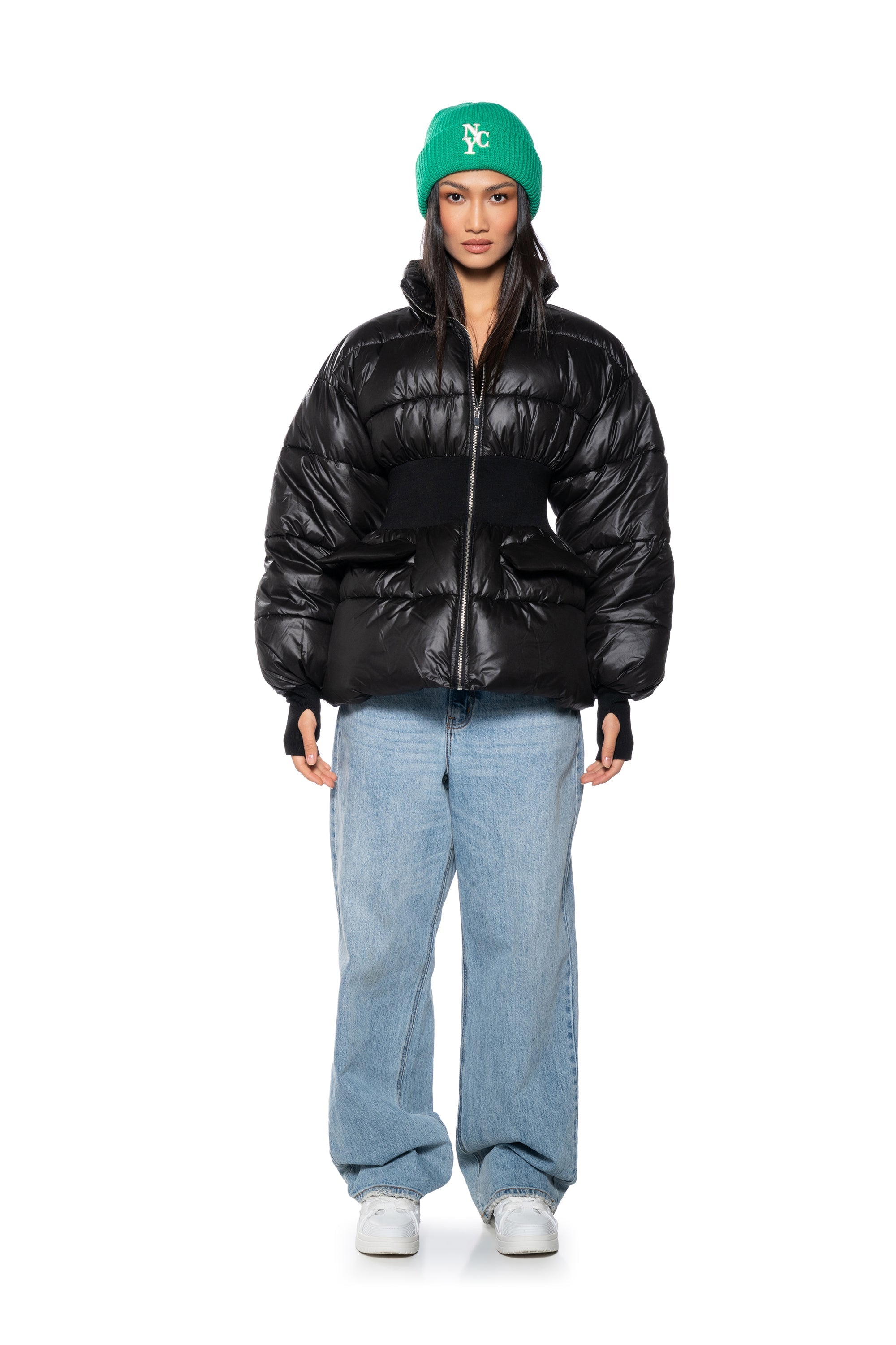 GEORGETOWN PUFFER COAT WITH RIB WAIST