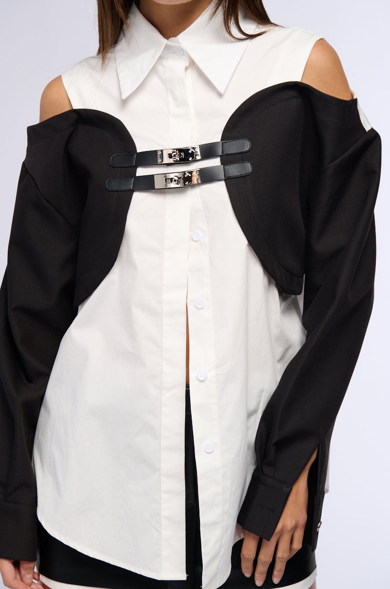 GIRLBOSS POPLIN BUTTON UP TOP