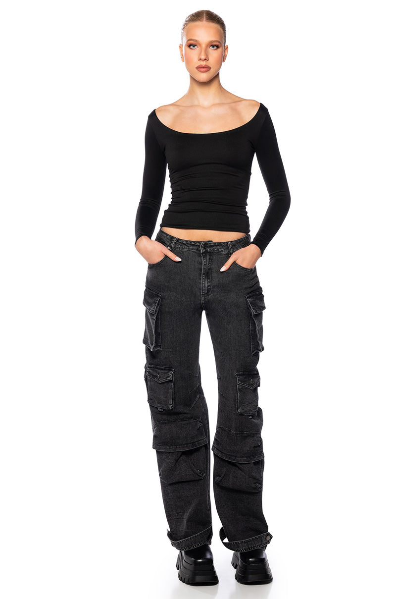 GIVE IT TO ME DENIM CARGO PANT