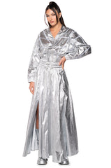 GIVE YOU THE WORLD HIGH WAIST METALLIC MAXI SKIRT