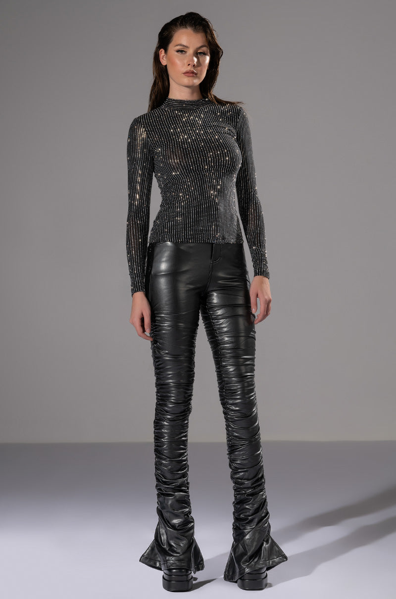 GLITZ LONG SLEEVE MESH TOP