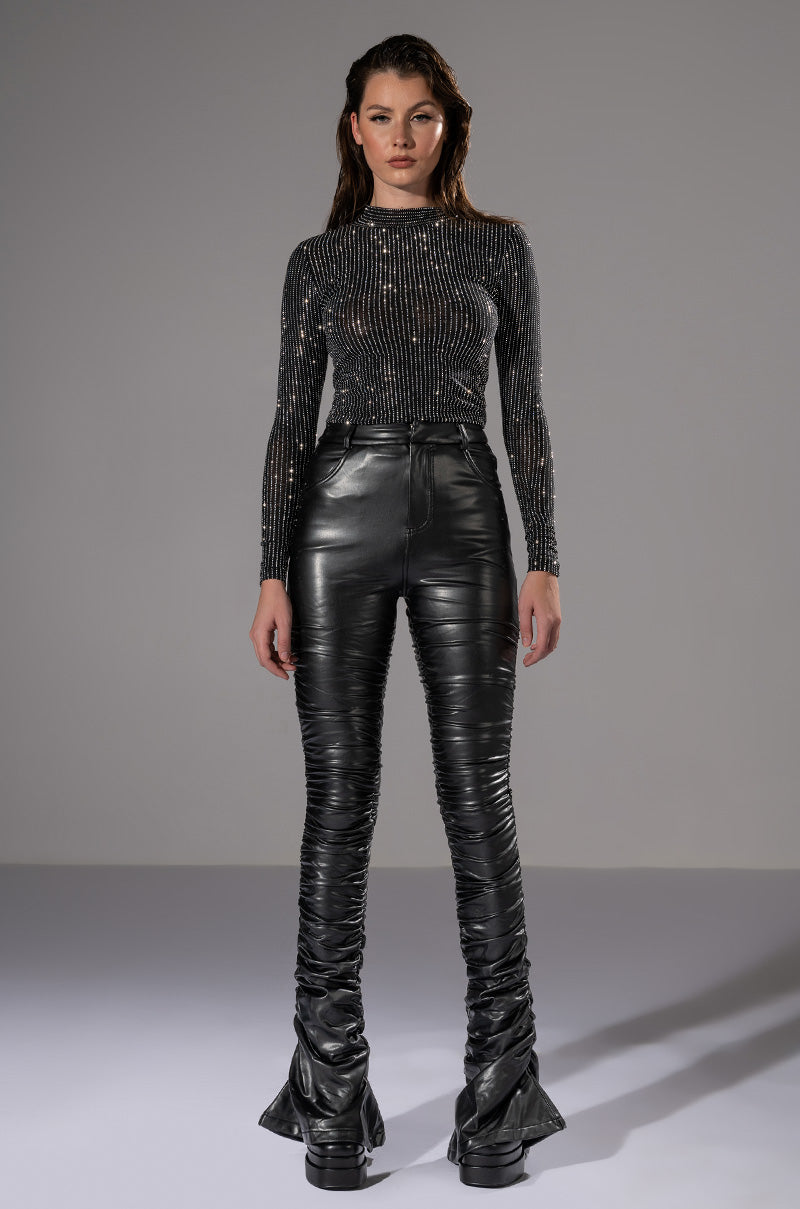 GLITZ LONG SLEEVE MESH TOP