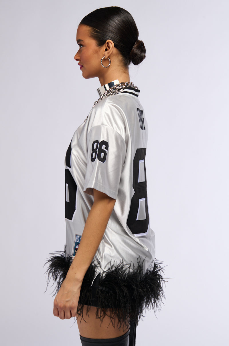 GO SPORTS FEATHER TRIM JERSEY TSHIRT DRESS
